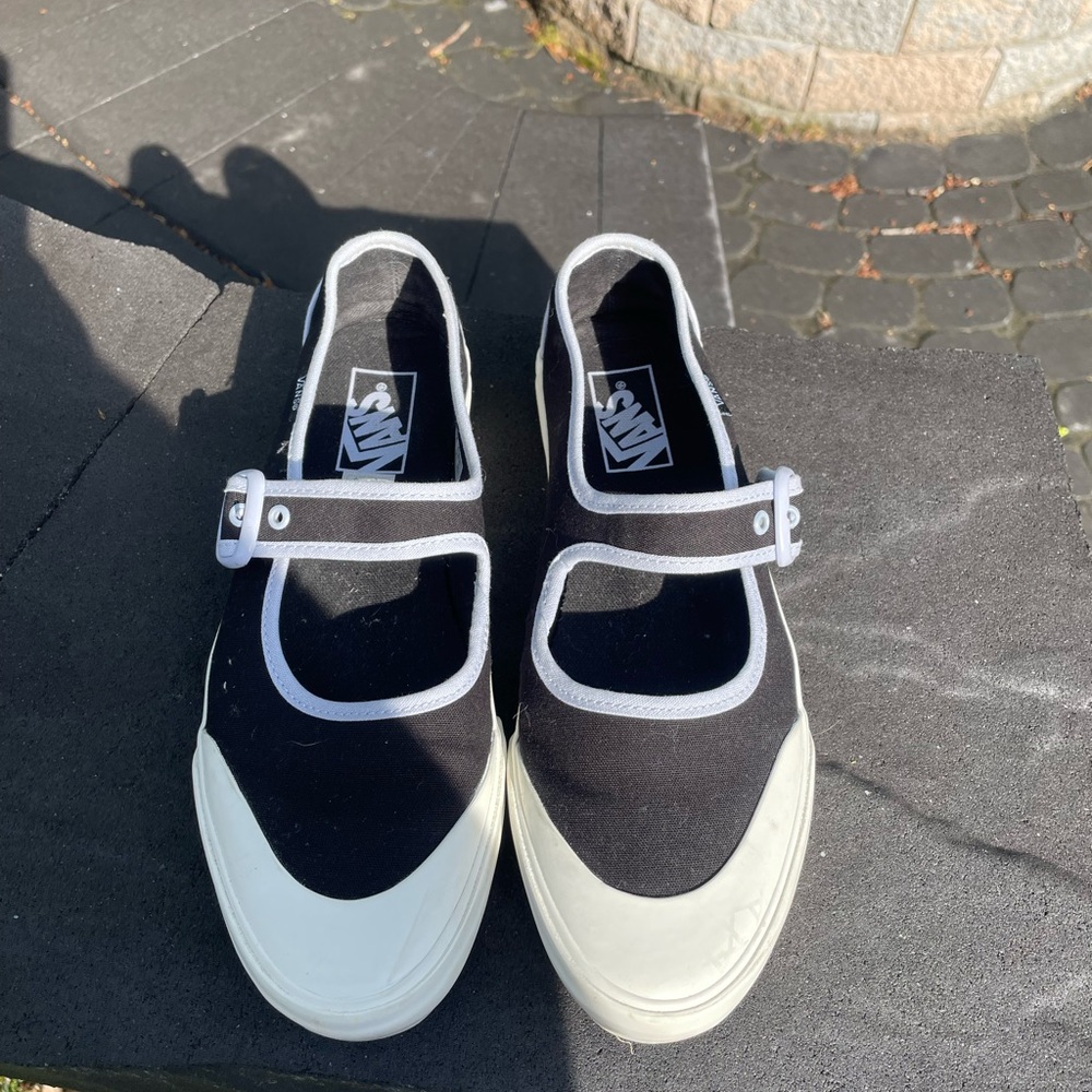 Vans Black and White Mary Jane Strap Sneakers